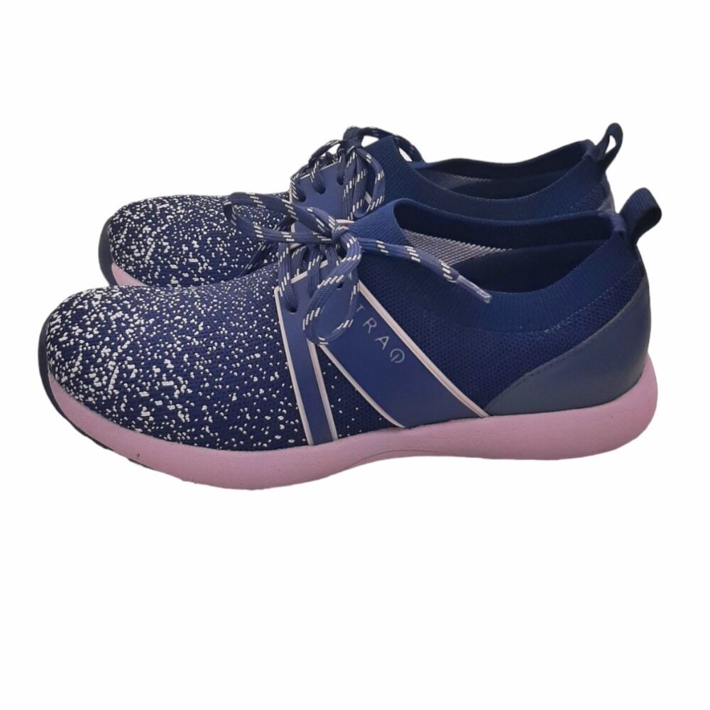 TRAQ By Alegria QOOL Lavender Navy & Lavender Lace Up Athletic Sneakers SZ 37 - Picture 6 of 12